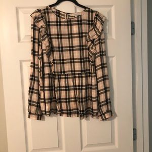 LOFT Plaid Babydoll Top - NWT!